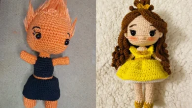 Amigurumis da Princesa Bela e Faísca Ember em crochê
