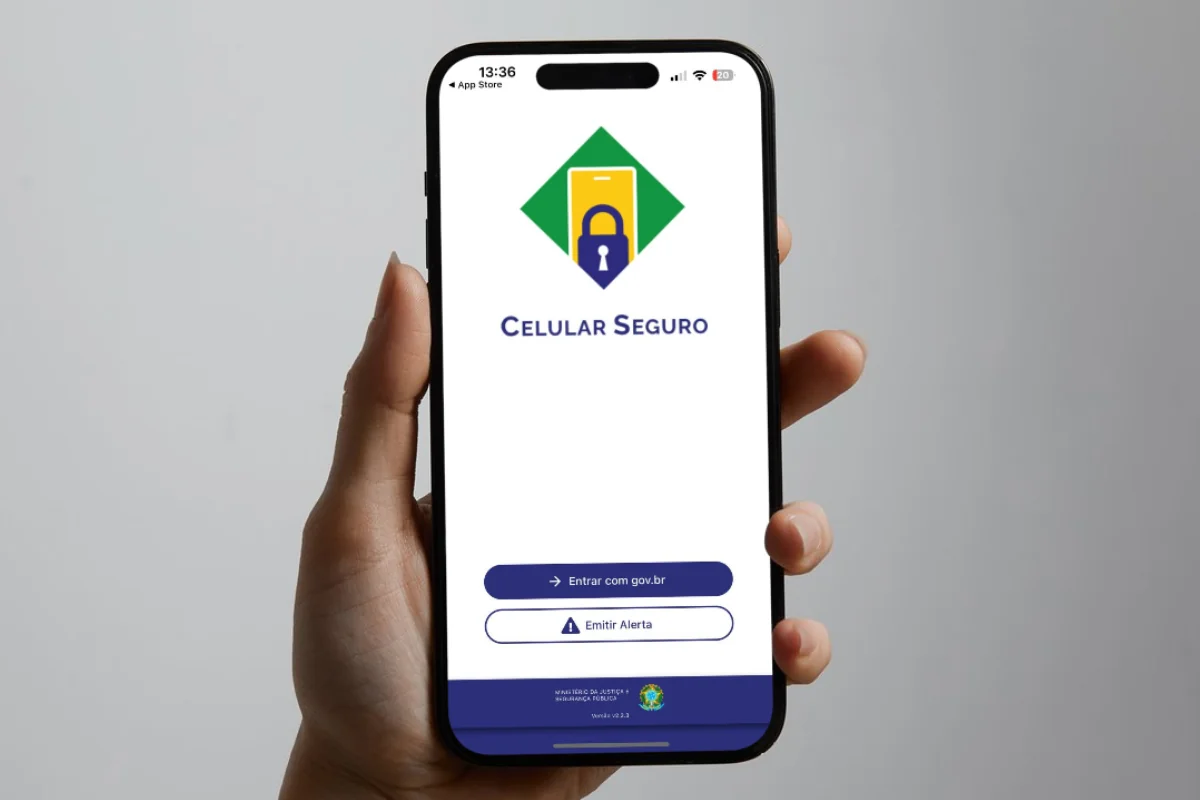 Tela inicial do aplicativo Celular Seguro em um smartphone.