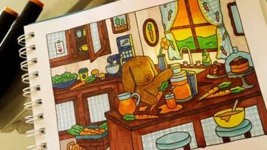 Cena colorida de um cachorro em uma cozinha preparando receitas com cenouras, inspirada no livro Bobbie Goods.