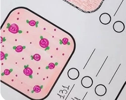 Flores Realistas Bobbie Goods Desenho de flores realistas com rosas cor-de-rosa sobre fundo bege no estilo Bobbie Goods.