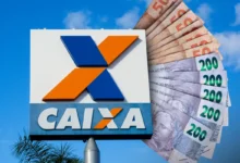 Empréstimo liberado pela Caixa Econômica para negativados, com cédulas de R$ 50 e R$ 200 ao fundo, simbolizando a liberação de crédito.