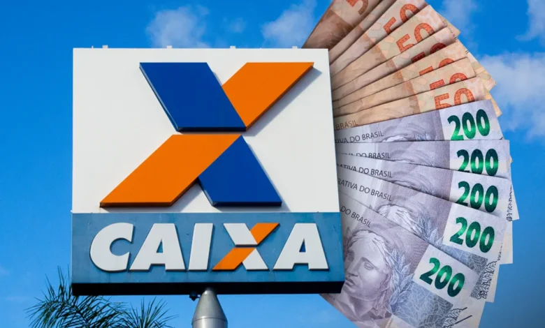Empréstimo liberado pela Caixa Econômica para negativados, com cédulas de R$ 50 e R$ 200 ao fundo, simbolizando a liberação de crédito.