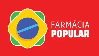 Imagem ilustrativa do programa Farmácia Popular, com o logo oficial e a indicação de medicamentos gratuitos.