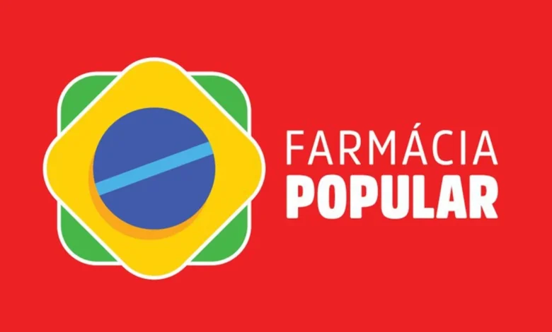 Imagem ilustrativa do programa Farmácia Popular, com o logo oficial e a indicação de medicamentos gratuitos.