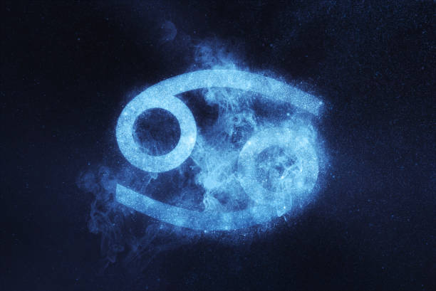  Símbolo do signo de Câncer em azul brilhante no espaço