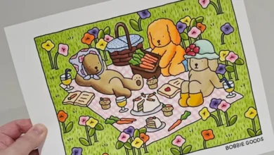 Ilustração fofa de piquenique com personagens de Bobbie Goods