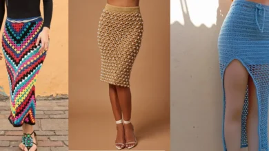 Saia de crochê colorida, com modelos variados e estilosos.