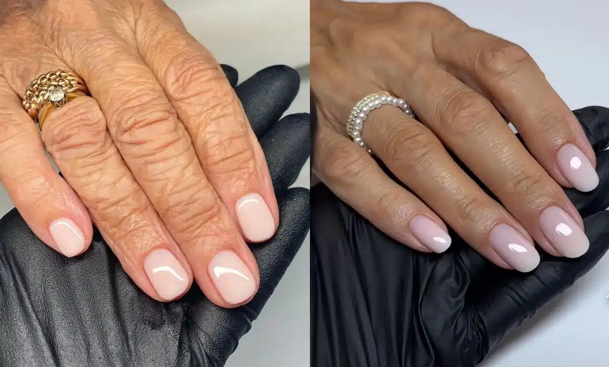 Modelos de unhas modernas e suaves para mãos maduras, com acabamento natural e elegante.