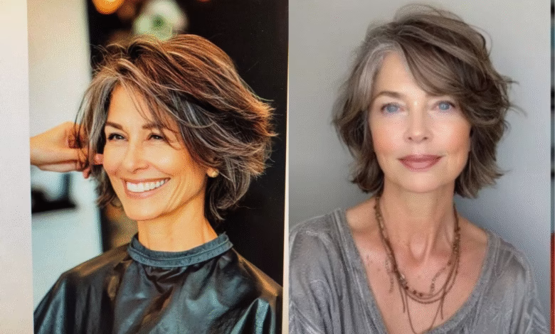 Mulheres maduras com corte curto e franja lateral, estilo moderno e rejuvenescido