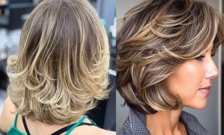 luzes finas em cabelo curto e médio para um visual natural e elegante aos 50 anos