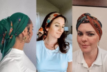 Três estilos diferentes de penteados com lenço para mulheres 50+