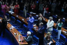 Senadores aplaudem aprovação do projeto de lei contra a 'adultização' de crianças na internet no Senado.