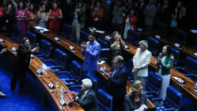 Senadores aplaudem aprovação do projeto de lei contra a 'adultização' de crianças na internet no Senado.