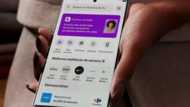 Imagem do app Nubank com promoções de cashback e descontos, mostrando ofertas e marcas como Nike e Magazine Luiza.