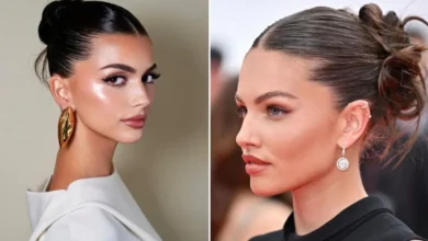 Modelos de coques modernos e sofisticados, com penteado sleek e preso, mostrando diferentes estilos