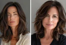 Corte médio repicado para mulheres 50+ e 60+, valorizando todos os tipos de rosto com estilo natural e moderno.