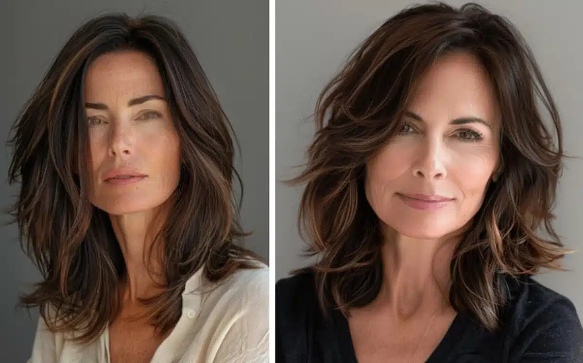 Corte médio repicado para mulheres 50+ e 60+, valorizando todos os tipos de rosto com estilo natural e moderno.