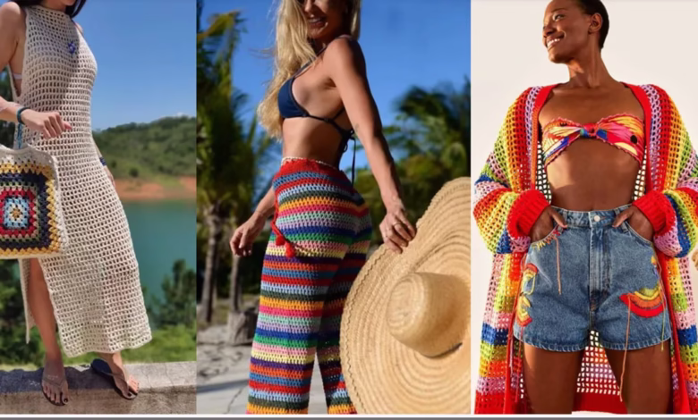 Três looks com saída de praia em crochê para dias ensolarados