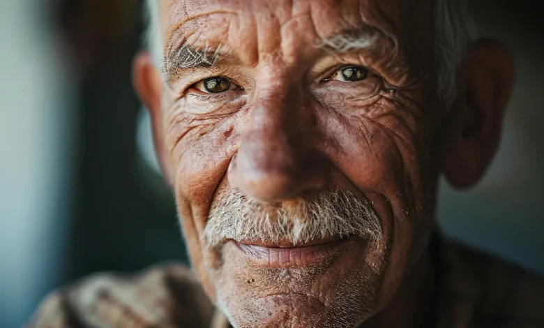 Idoso sorrindo, representando a possibilidade de servidores aposentados receberem auxílio-alimentação e outros benefícios.