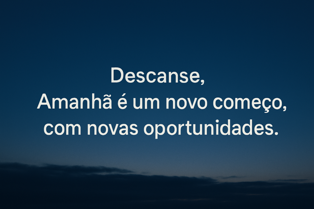  Mensagem motivacional sobre novos começos em fundo de céu ao entardecer.