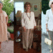 Três mulheres maduras exibindo looks modernos em tons neutros, como bege, cáqui e off-white. Imagem ilustra roupas elegantes que rejuvenescem o visual de quem tem mais de 60 anos, com peças em linho, calça pantalona e blazer.