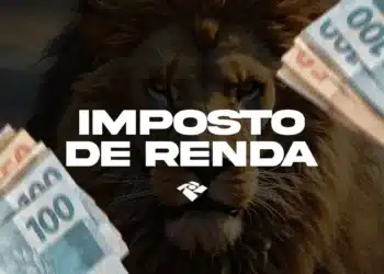 Imagem de um leão com cédulas de dinheiro, representando o alerta da Receita Federal sobre inconsistências no Imposto de Renda para milionários