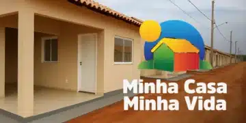 Imagem do programa Minha Casa Minha Vida, com casas simples em bairro popular, ilustrando a alta no teto de R$ 275 mil para imóveis.