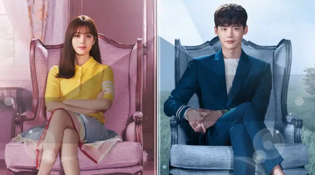 Personagens principais de W – Dois Mundos Personagens principais de W – Dois Mundos (2016), Oh Yeon-joo e Kang Chul, com os mundos distintos de cada um representados por cores diferentes e contrastantes.