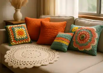 O crochê para decoração conquistou um espaço de destaque nos ambientes, valorizando a personalidade e o aconchego. Tapetes e almofadas confeccionados manualmente trazem texturas ricas e, quando alinhados às cores da estação, transformam qualquer espaço com delicadeza e charme. Essas peças artesanais unem tradição e estilo, permitindo que cada ambiente se torne único sem abrir mão do conforto. Ao escolher tapetes de crochê e almofadas coloridas, nota-se o poder que uma paleta bem selecionada exerce sobre a decoração. A cada mudança de estação, novas tendências surgem e, junto delas, a possibilidade de renovar a casa com peças que dialogam com o clima e o humor do período. Apostar em crochê não é apenas uma escolha estética, mas uma maneira de expressar o gosto e acompanhar o movimento natural do ano com criatividade. Por que apostar na decoração com crochê nas estações do ano? Escolher crochê para compor a decoração de tapetes e almofadas fortalece o conceito de ambientes personalizados. A cada estação, as tendências alteram desde os fios e texturas até as combinações de cor. No outono e inverno, tons terrosos, cinzas e verdes fechados transmitem aconchego, enquanto primavera e verão pedem paletas vivas, suaves e florais. A versatilidade do crochê permite explorar todas essas possibilidades facilmente. Esse tipo de peça agrega um toque artesanal, valoriza o feito à mão e cria atmosferas acolhedoras. Além disso, os tapetes e almofadas de crochê permitem rápida atualização do décor, já que podem ser trocados conforme a estação. Assim, é possível renovar o visual dos espaços sem grandes intervenções estruturais, apenas com a troca de itens-chave. Tapetes de crochê: formas, cores e aplicações Os tapetes de crochê aparecem em diferentes estilos, tamanhos e formatos, acompanhando tendências atuais. Versões redondas, ovais ou geométricas ficam perfeitas na sala, quarto ou corredor. Modelos com pontos abertos garantem leveza nos meses quentes, enquanto tramas fechadas proporcionam calor e conforto nos dias frios. Entre as ideias para incorporar aos ambientes, o uso de tapetes de crochê coloridos ganha destaque. Misturas de tons como amarelos, laranjas e verdes vibrantes trazem energia, perfeitas para a primavera. No inverno, predominam azul petróleo, vinho e ferrugem. O segredo está em harmonizar essas cores com móveis e outros elementos decorativos, criando um espaço integrado e agradável. Como usar tapetes de crochê na decoração Centro da sala: Um tapete em tons neutros ou com detalhes coloridos cria um ponto focal sofisticado. Quartos infantis: Aposte em tapetes de crochê lúdicos, com desenhos ou degradês, que animam o ambiente. Banheiros: Modelos menores, resistentes à umidade, dão charme e conforto ao toque. Varandas e áreas externas: Tapetes de crochê com cores alegres reforçam o clima descontraído. Almofadas de crochê: variações e combinação de cores Além dos tapetes, as almofadas de crochê são ótimas apostas para trazer as cores da estação para a decoração. Modelos com pontos diferenciados, mix de fios ou formatos variados (redondos, quadrados, retangulares) elevam o visual dos sofás, poltronas ou camas. Na primavera, tons pastel, lilás, verde-água e salmão evidenciam a leveza e o frescor. Para quem prefere composição ousada, o crochê multicolorido, em tons contrastantes, é uma saída criativa. Já no inverno, as almofadas em cores sóbrias, como grafite, marrom e bordô, aquecem visualmente o ambiente. Dicas para usar almofadas de crochê Misture texturas: Combine almofadas de crochê com outras de tecido liso ou veludo. Crie composições: Use almofadas de diferentes formatos e tamanhos para enriquecer o décor. Mude conforme a estação: Troque as capas das almofadas para refletir as tendências do período. Como escolher as cores certas para tapetes e almofadas de crochê Para acertar na escolha das cores, o primeiro passo é observar a base da decoração já existente. Tapetes e almofadas de crochê podem ser usados para contrastar com superfícies neutras ou complementar paletas já presentes nos móveis e paredes. O ideal é que essas peças dialoguem com, pelo menos, um tom do ambiente para garantir harmonia visual. Consultando tendências de cores para 2025, destacam-se tons terrosos sofisticados no outono/inverno, além de azuis claros, rosés e verdes suaves no verão e primavera. Essa variedade permite diversas combinações, basta optar por fios de qualidade que realcem o efeito artesanal do crochê. Para mais inspirações de paletas, vale acompanhar sugestões disponíveis em portais especializados, onde designers e artesãos compartilham projetos atualizados e dicas para cada estação. Vantagens de investir em crochê na decoração Uma das principais vantagens de apostar em tapetes e almofadas de crochê é a personalização. Cada peça pode ter uma combinação exclusiva de cores e formatos. Outra característica marcante é a durabilidade, pois o crochê, realizado com atenção e bons materiais, resiste ao uso contínuo e às lavagens frequentes. O crochê também é sustentável, principalmente quando confeccionado com fios reciclados ou naturais. Além do efeito estético, a técnica proporciona sensação tátil e visual diferenciada, que conforta e renova os espaços da casa.