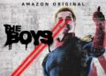Pôster oficial da Amazon Prime Video para a temporada final da série The Boys, mostrando o personagem Homelander (Capitão Pátria) sorrindo, com raios laser vermelhos saindo de seus olhos e o logo da série pichado em spray.