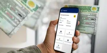 Pessoa acessando informações da CNH pelo celular, com o documento digital brasileiro exibido na tela.