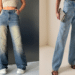 Modelos de calças jeans largos e customizados (Wide leg e aplicações) (Tendências de moda denim dos anos 70 para 2026)