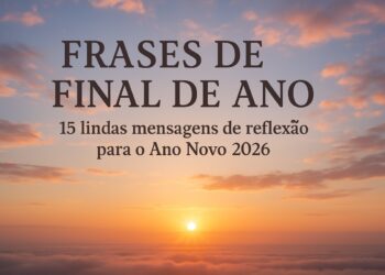 Imagem com frase de final de ano e pôr do sol ao fundo