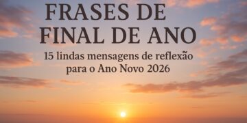 Imagem com frase de final de ano e pôr do sol ao fundo