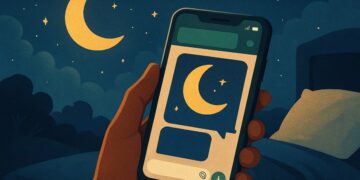Mensagem de boa noite com lua no celular