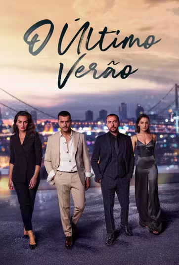 O Último Verão – Justiça, conflitos e laços familiares Capa da série turca O Último Verão mostrando personagens em ambiente sério, representando tensão, decisões difíceis e drama familiar.