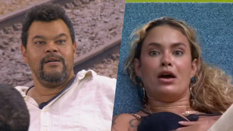 Babu Santana faz imitação de Sarah Andrade e diverte web em 2026 Babu Santana gesticulando com humor ao imitar Sarah Andrade diante de câmera