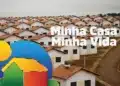 Conjunto de casas populares do Minha Casa Minha Vida 2026, ilustrando as faixas de renda para inscrição no programa habitacional.